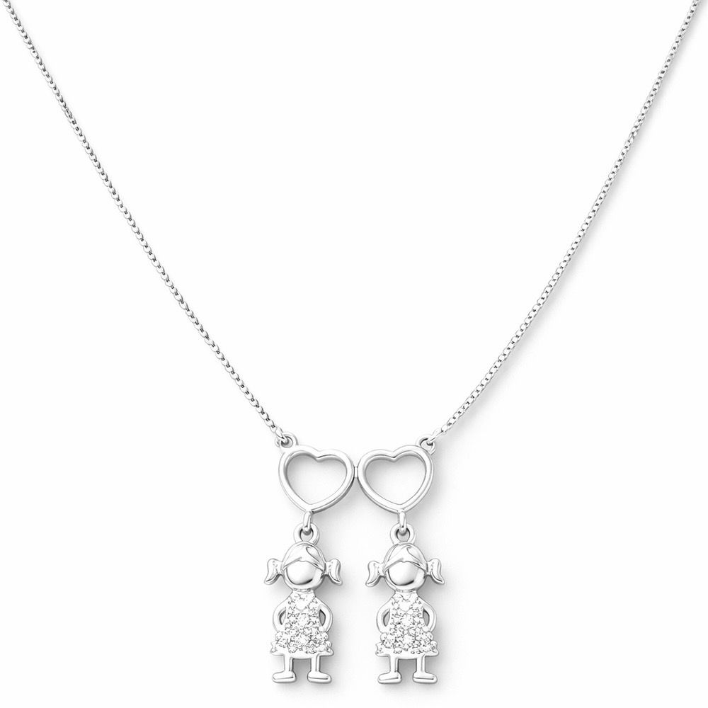 Colar Menina Menina Cravejado Banhado a Prata 925 ... - RC JOIAS BY RUDI