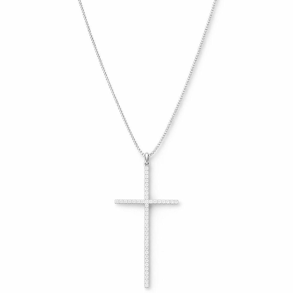 Colar Cruz Palito Cravejado Banhado a Prata 925 - ... - RC JOIAS BY RUDI