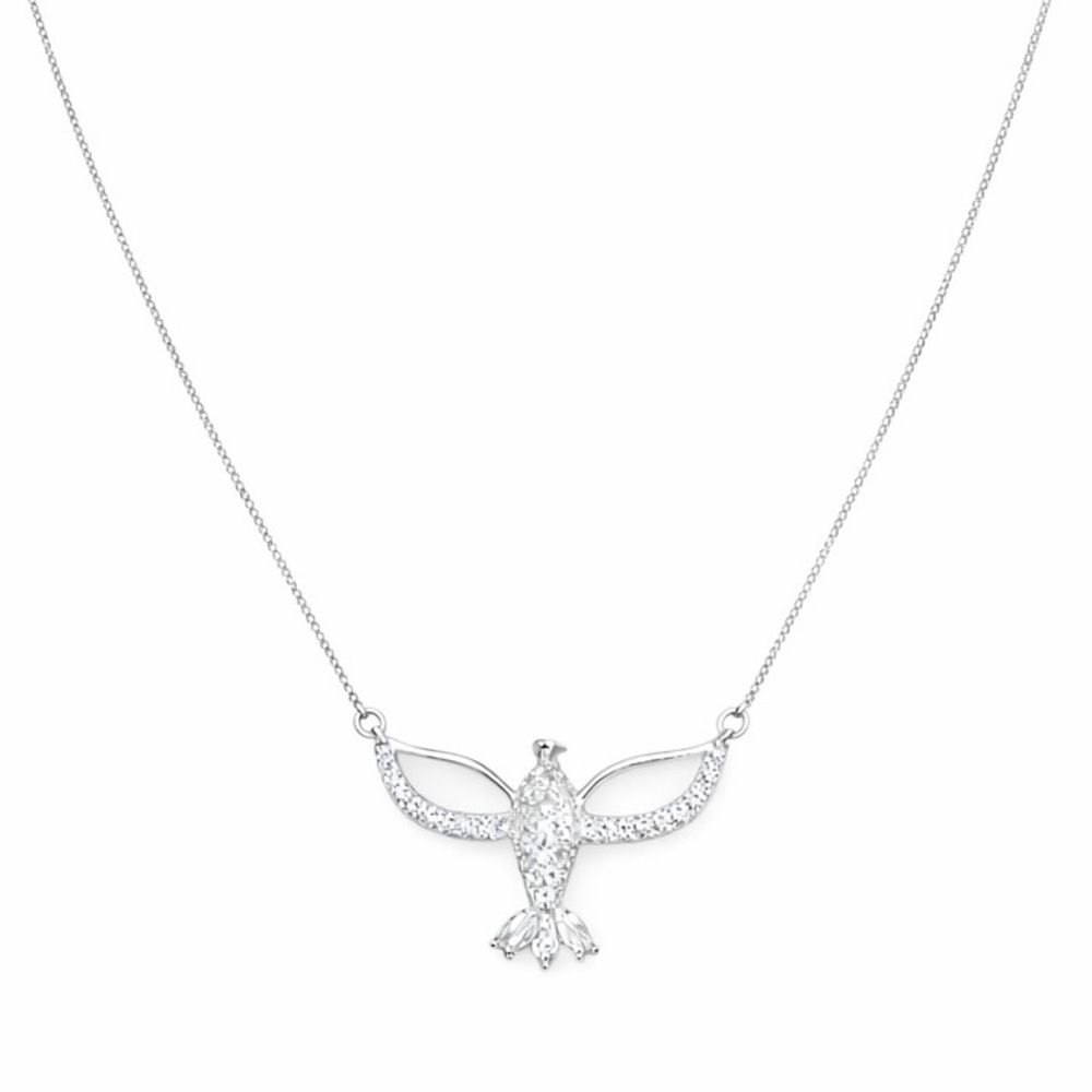 Colar Espirito Santo Cravejado Banhado a Prata 18K... - RC JOIAS BY RUDI