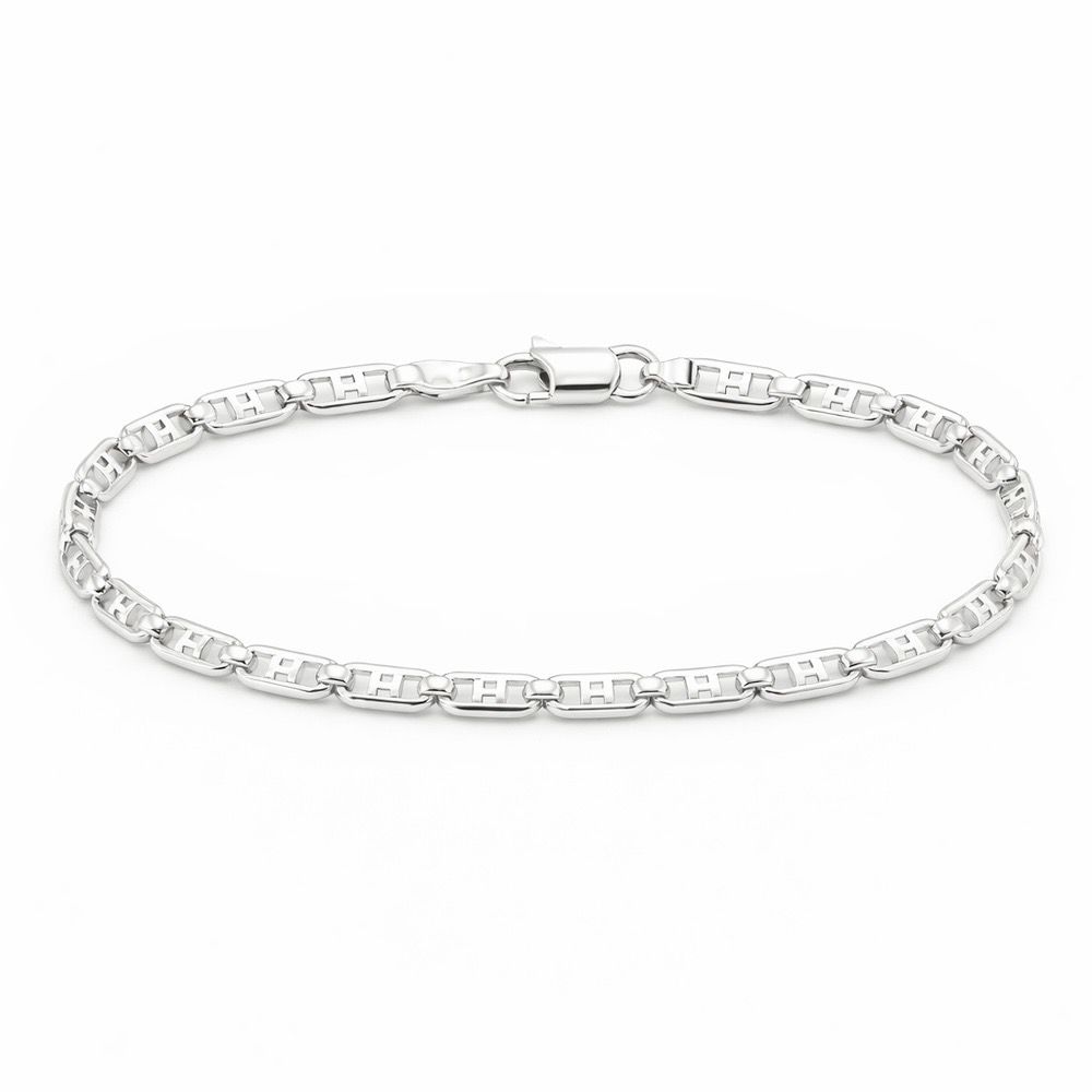 Pulseira Piastrine Fecho Mosquetinho Banhado a Pra... - RC JOIAS BY RUDI