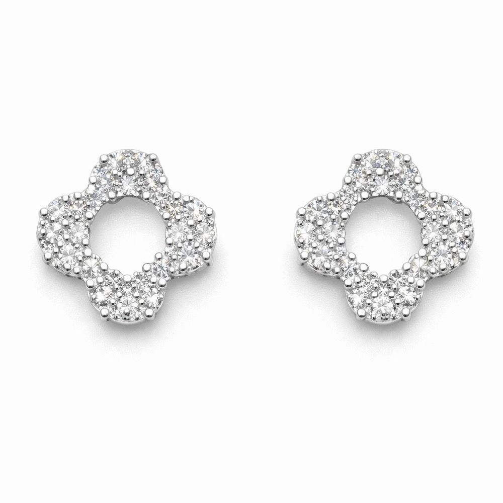 Brinco Flor Trevo Cravejado Banhado a Prata 925 - ... - RC JOIAS BY RUDI