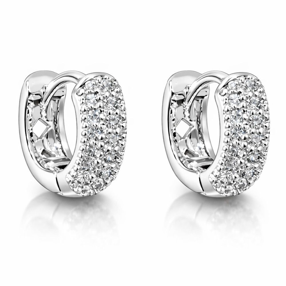 Brinco Argola Cravejado N13 Zircônia Banhado a Pra... - RC JOIAS BY RUDI