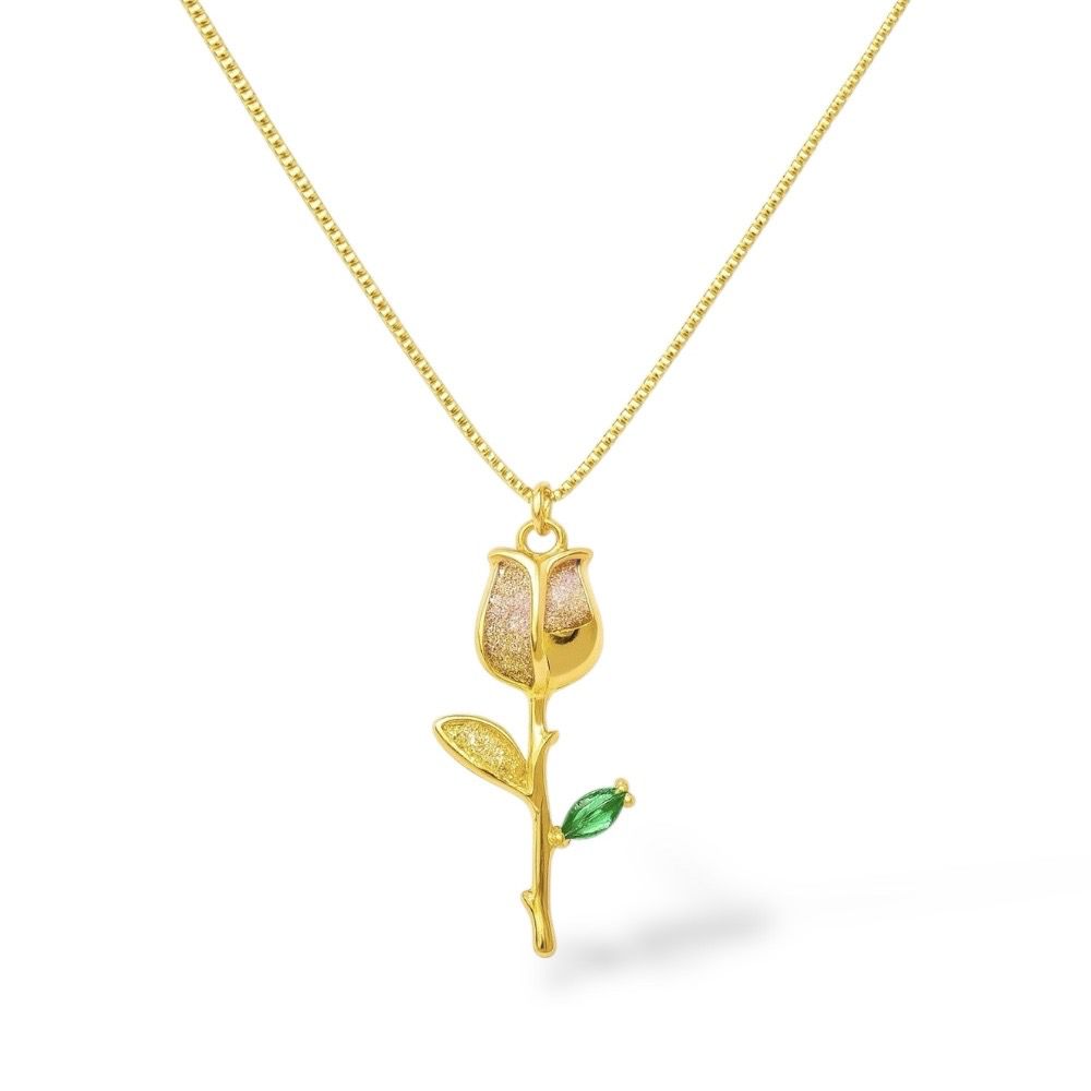 Colar Veneziana Rosa Talo Zircônia Banhado A Ouro ... - RC JOIAS BY RUDI