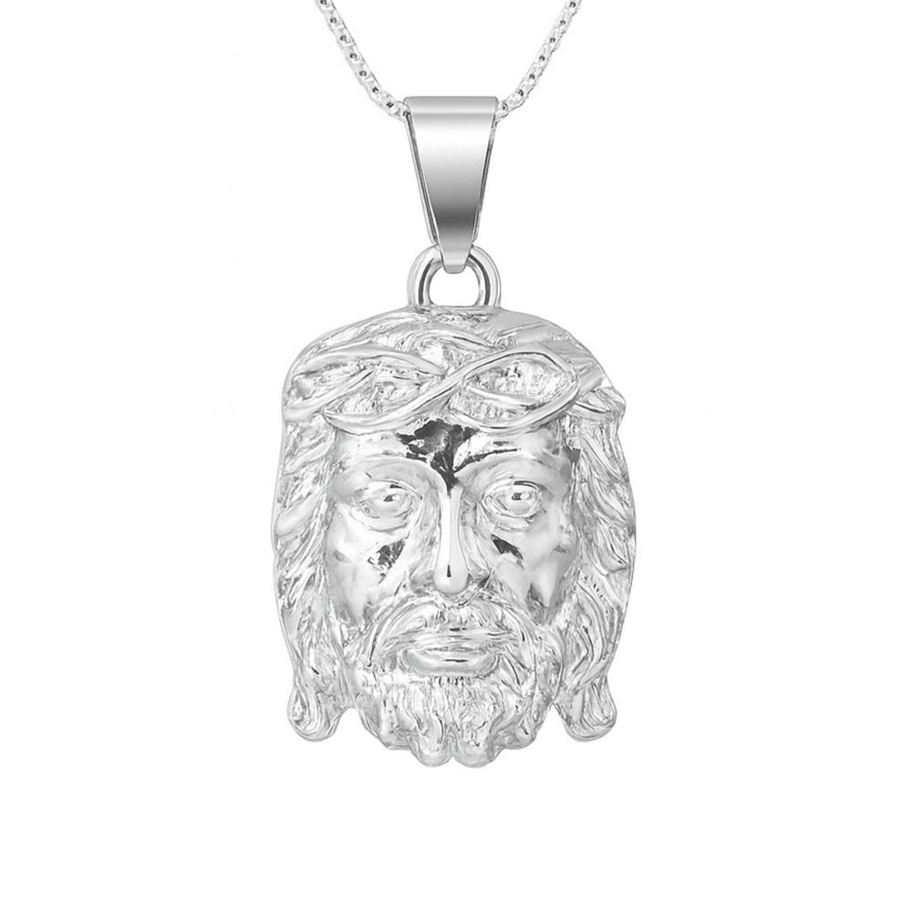 Pingente Zamac Face Cristo 21x31 Banhado A Prata 9... - RC JOIAS BY RUDI