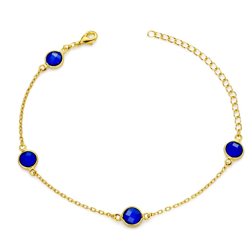 Pulseira Quatro Tiffany Azul Royal Banhado A Ouro ... - RC JOIAS BY RUDI