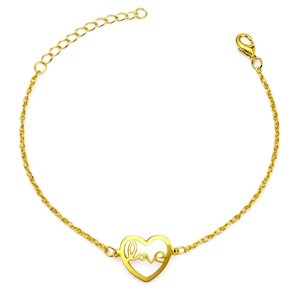 Pulseira Singapura Love Meio Banhado A Ouro 18K - ... - RC JOIAS BY RUDI