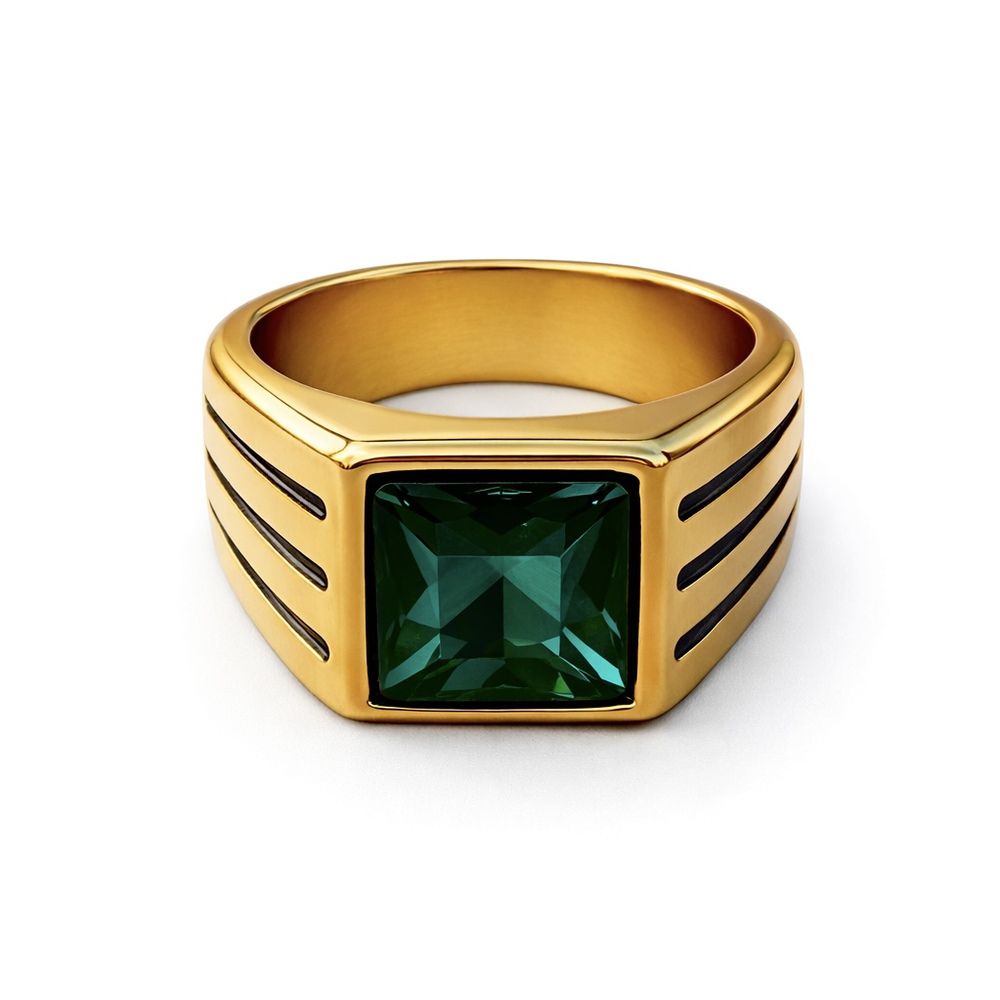 Dedeira Pedra Verde 3 Linhas Aço Dourado - 0000000... - RC JOIAS BY RUDI