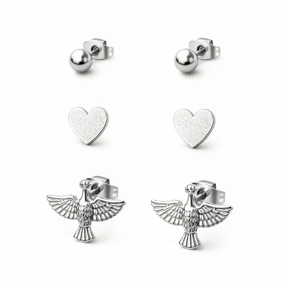 Brinco Trio E Santo Cora Bola Aço Inoxidável - 000... - RC JOIAS BY RUDI