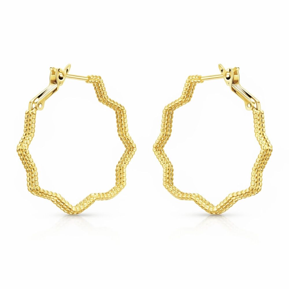 Brinco Argola ZigZag 3 Fios Click Banhado a Ouro 1... - RC JOIAS BY RUDI