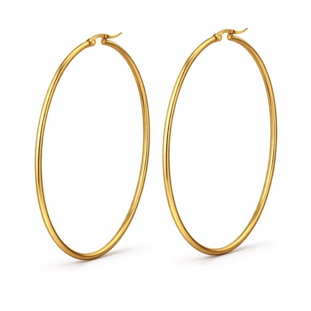 Brinco Argola Click N°6 Aço Dourado - 000000018481... - RC JOIAS BY RUDI