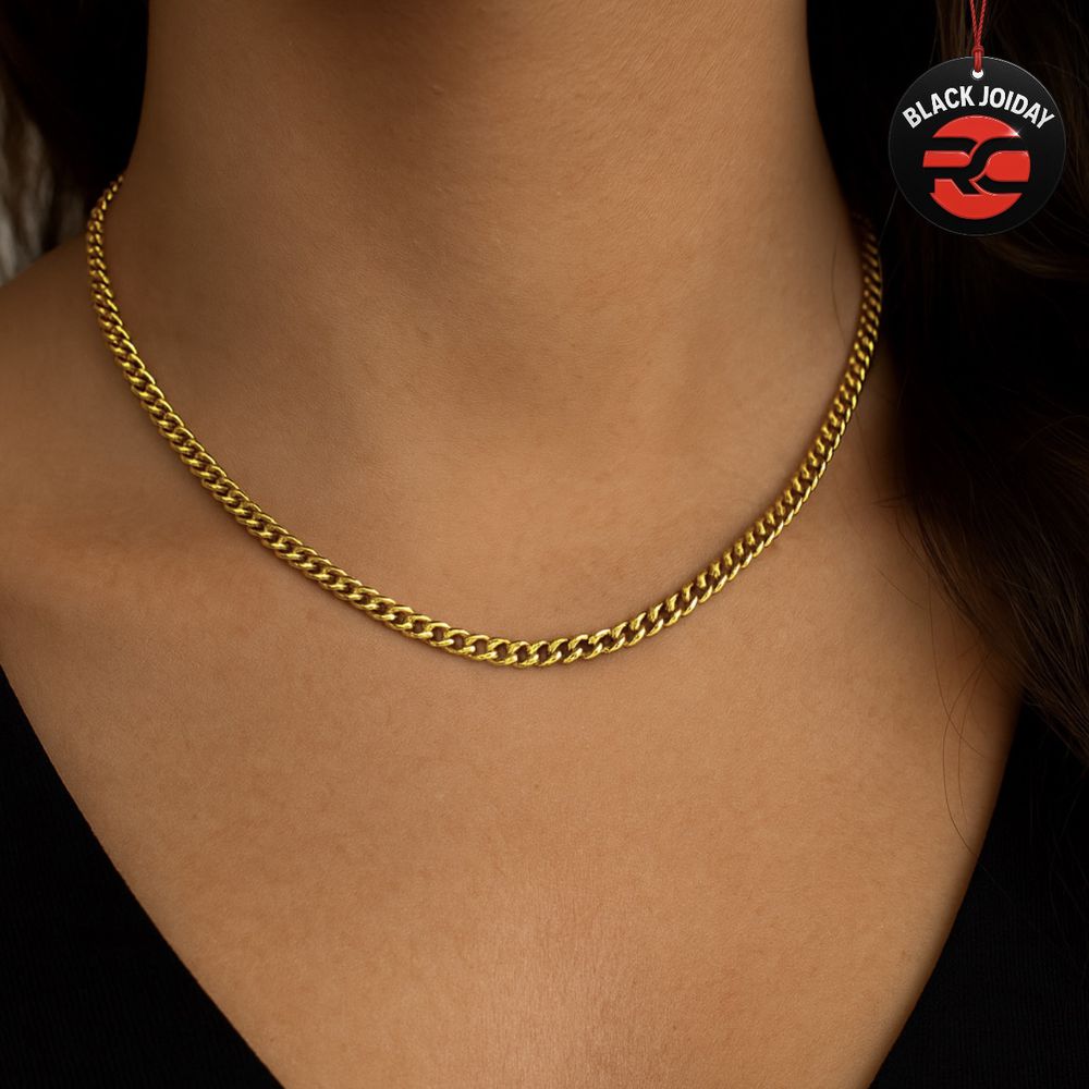 Colar Grumet Cubana 4mm Banhado a Ouro 18K - 00000... - RC JOIAS BY RUDI