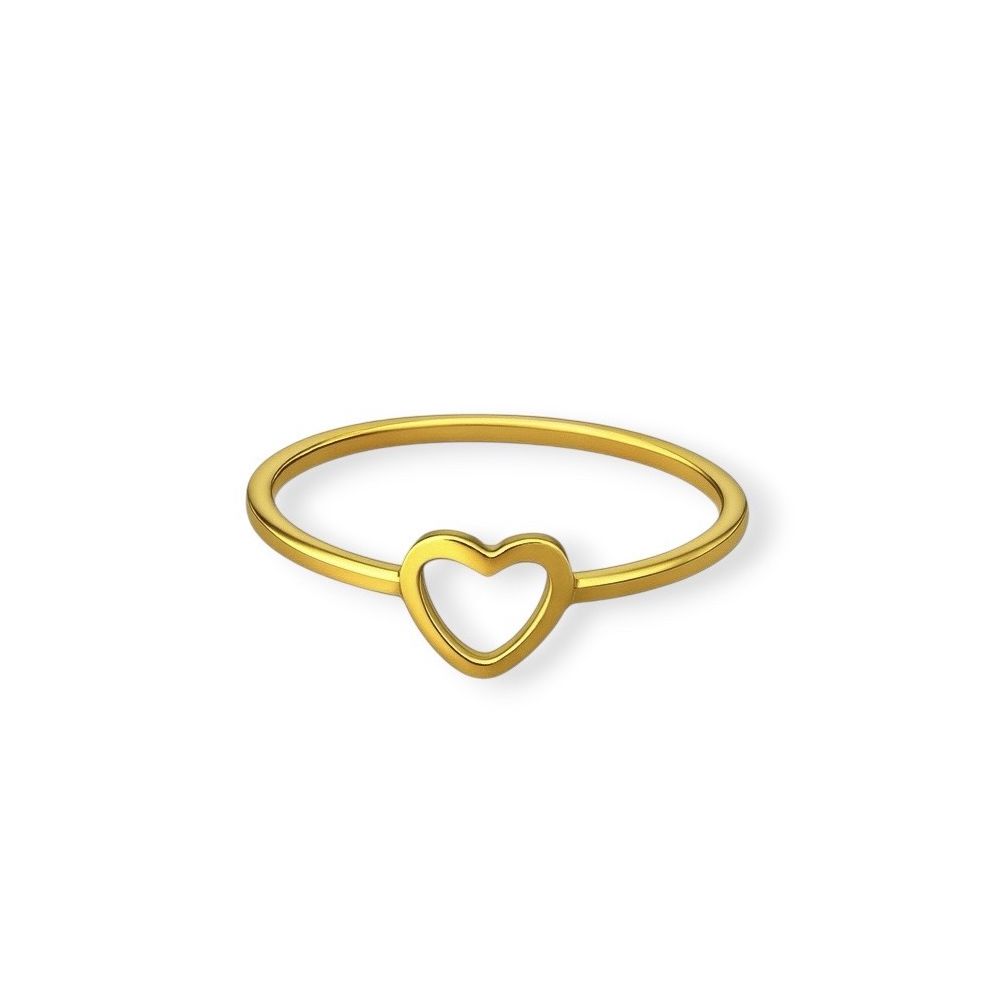 Anel Coração Vazado Banhado a Ouro 18K - 000000012... - RC JOIAS BY RUDI