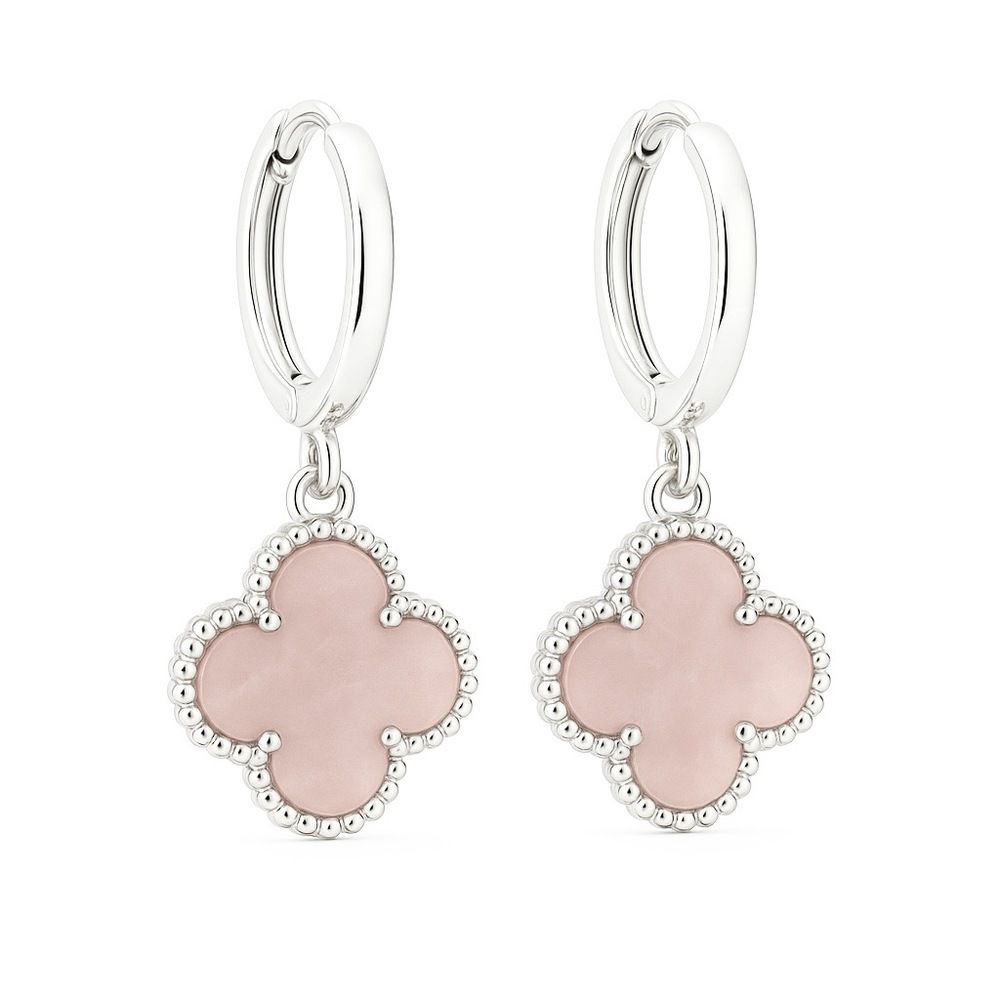 Brinco Trevo Rosa Tranqueta Banhado A Prata 925 - ... - RC JOIAS BY RUDI