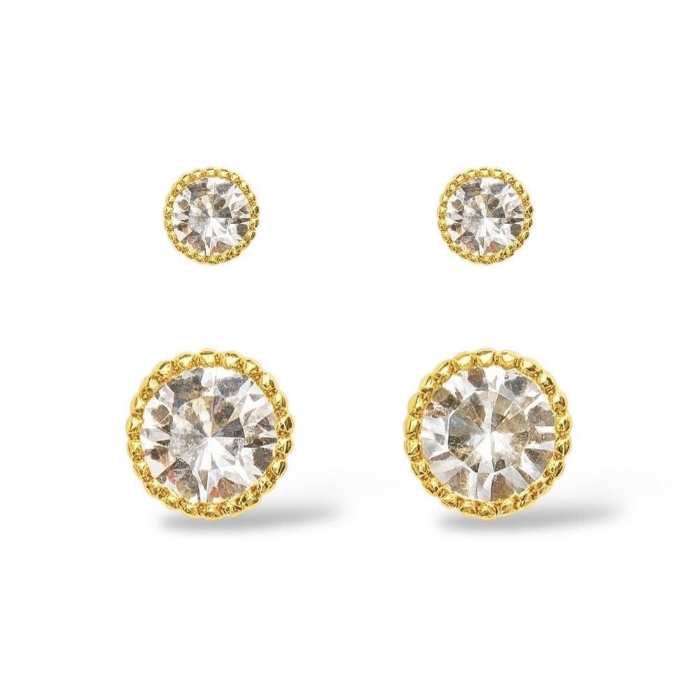 Brinco Duo Cristal Banhado a Ouro 18K - 0000000176... - RC JOIAS BY RUDI