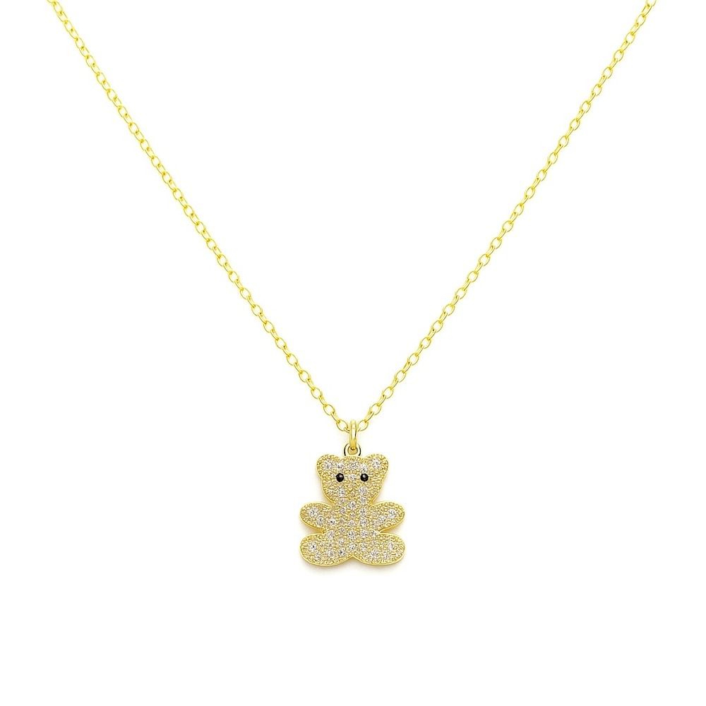 Colar Infantil Urso Cristal Cravejado Banhado a Ou... - RC JOIAS BY RUDI