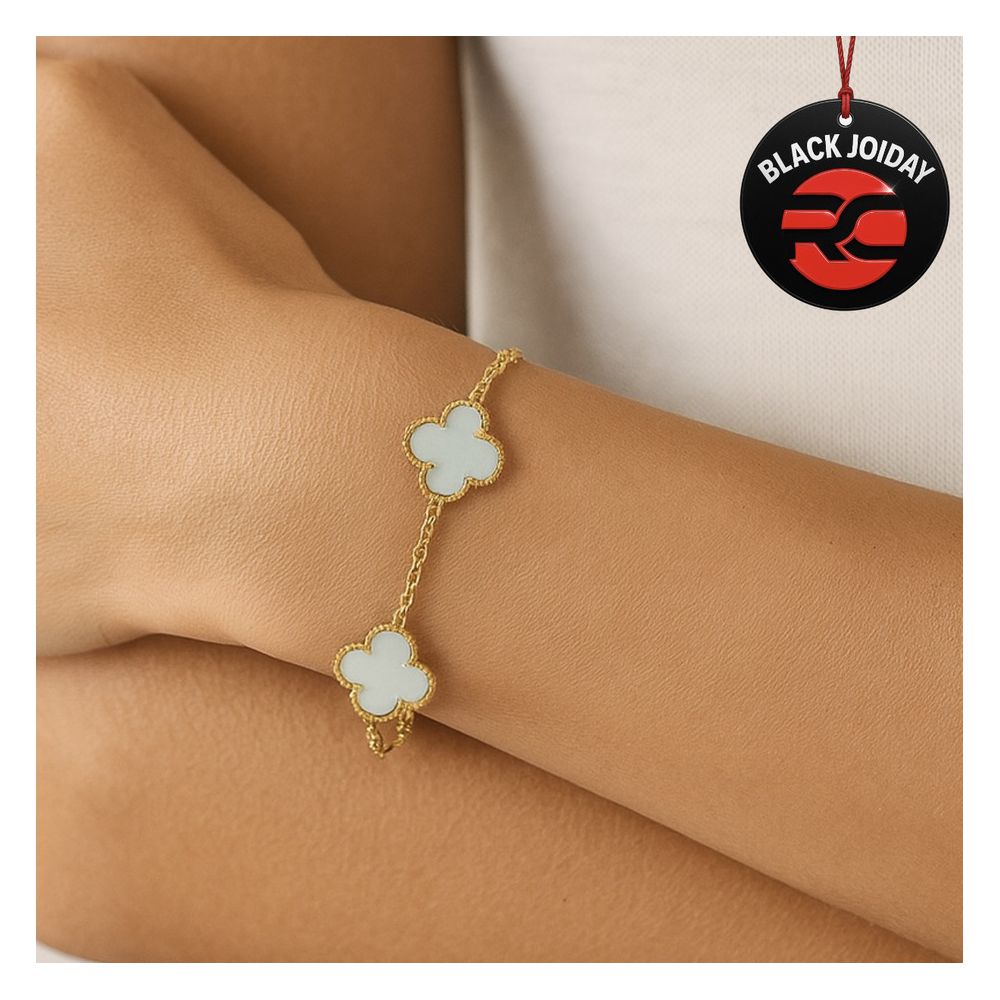 Pulseira Três Trevo Azul Água Banhado A Ouro 18K -... - RC JOIAS BY RUDI