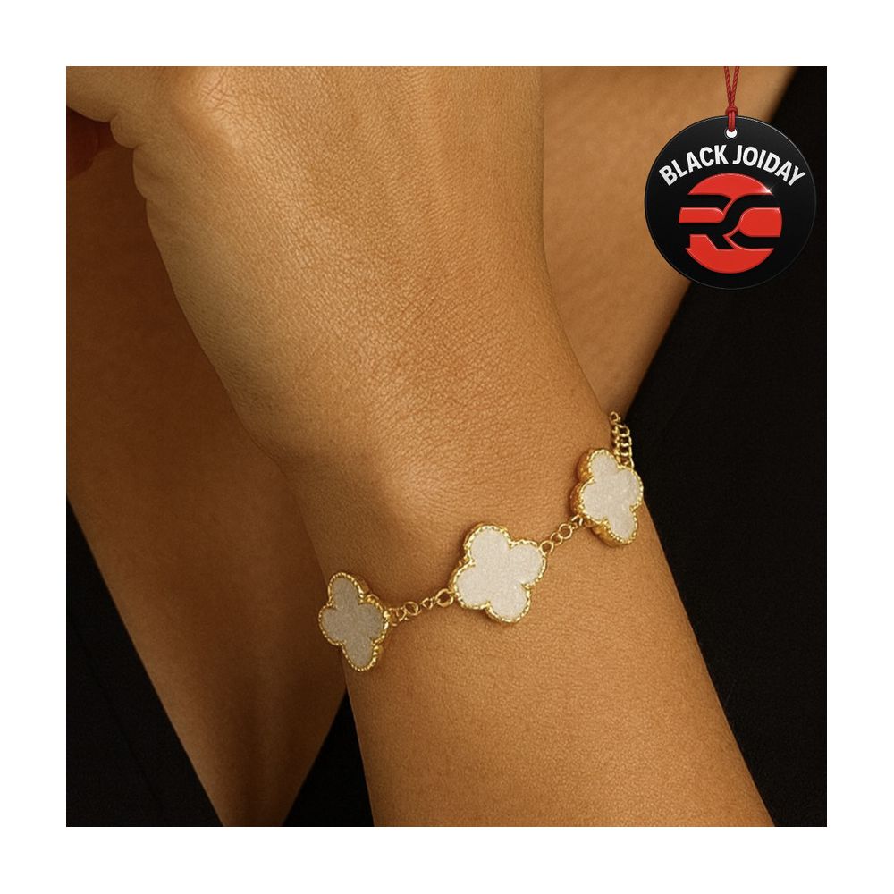 Pulseira Três Trevo Pérola Virgínia Banhado A Ouro... - RC JOIAS BY RUDI