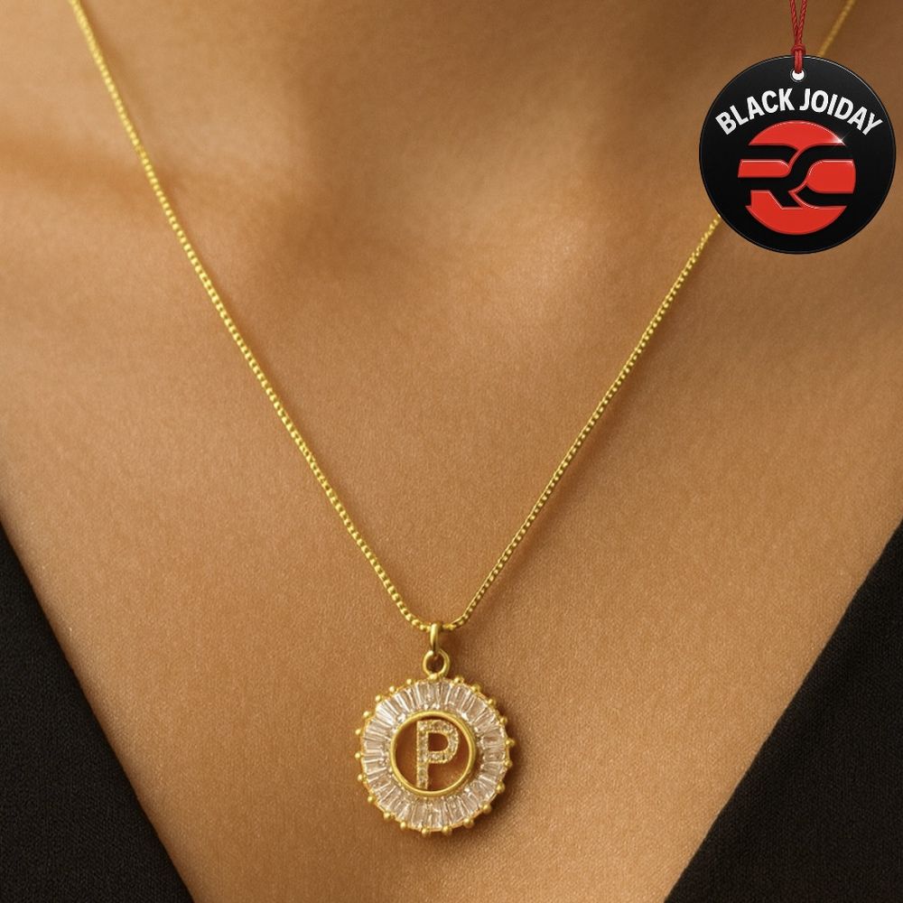 Colar letra P Mandala Banhado a Ouro 18K - 0000000... - RC JOIAS BY RUDI