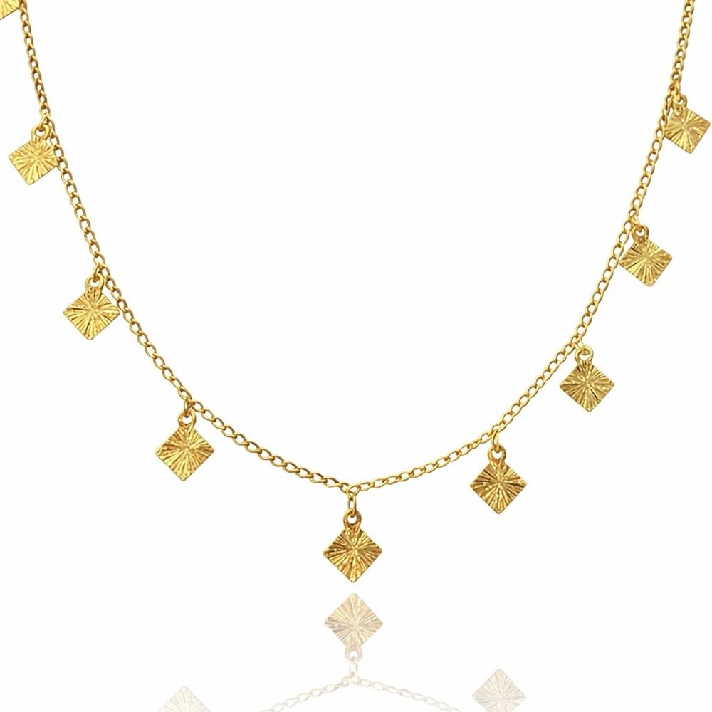 Colar Losango Pendurado Banhado A Ouro 18K - 00000... - RC JOIAS BY RUDI