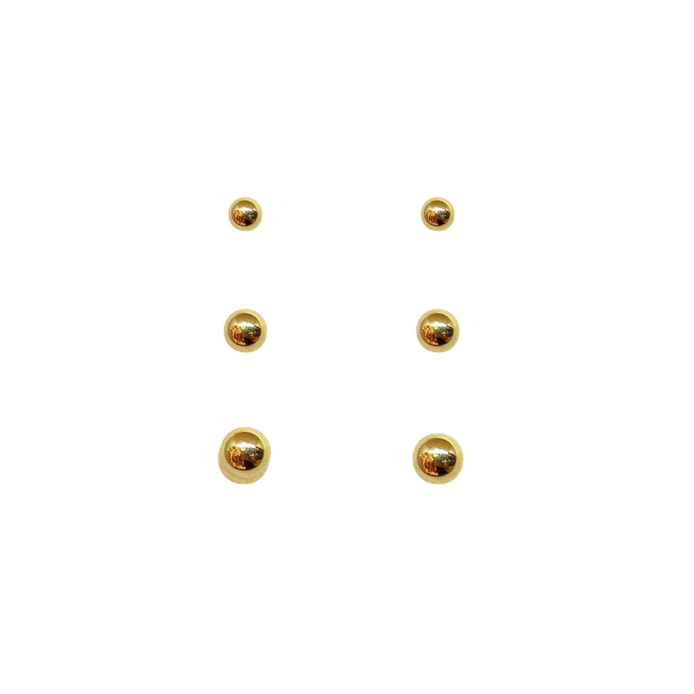 Brinco Trio Bolinha Banhado A Ouro 18K - 000000149... - RC JOIAS BY RUDI