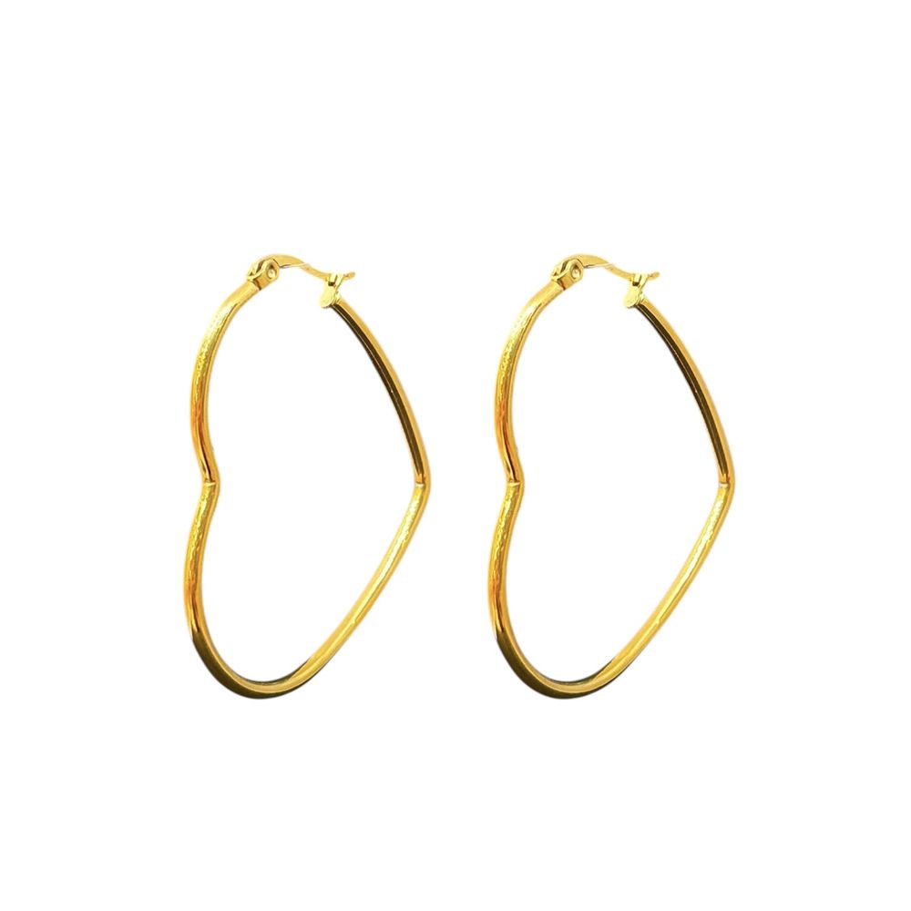 Brinco Argola Coração Click Número 4,5 Aço Dourado... - RC JOIAS BY RUDI