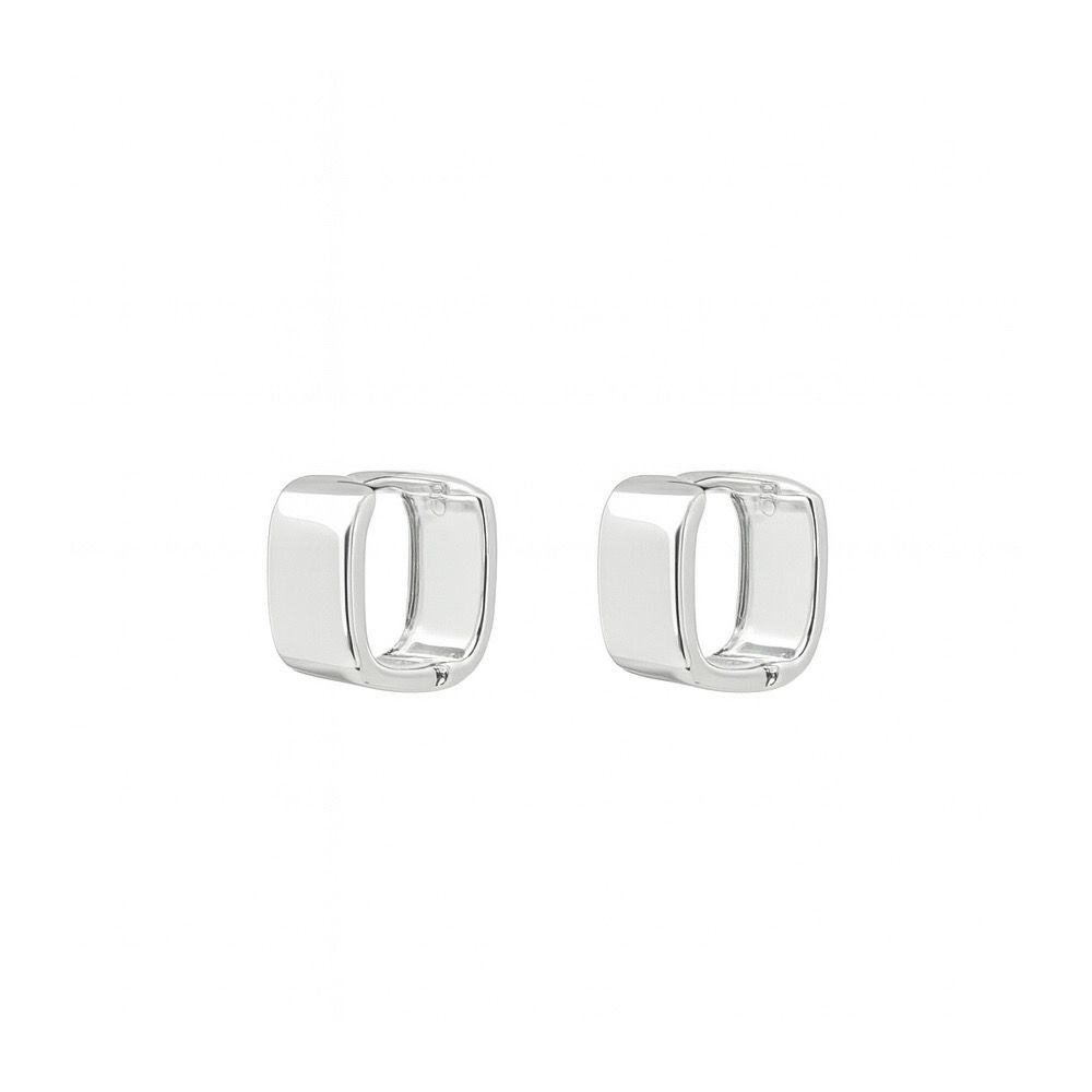 Brinco Argola “O” Quadrado Click Banhado A Prata 9... - RC JOIAS BY RUDI