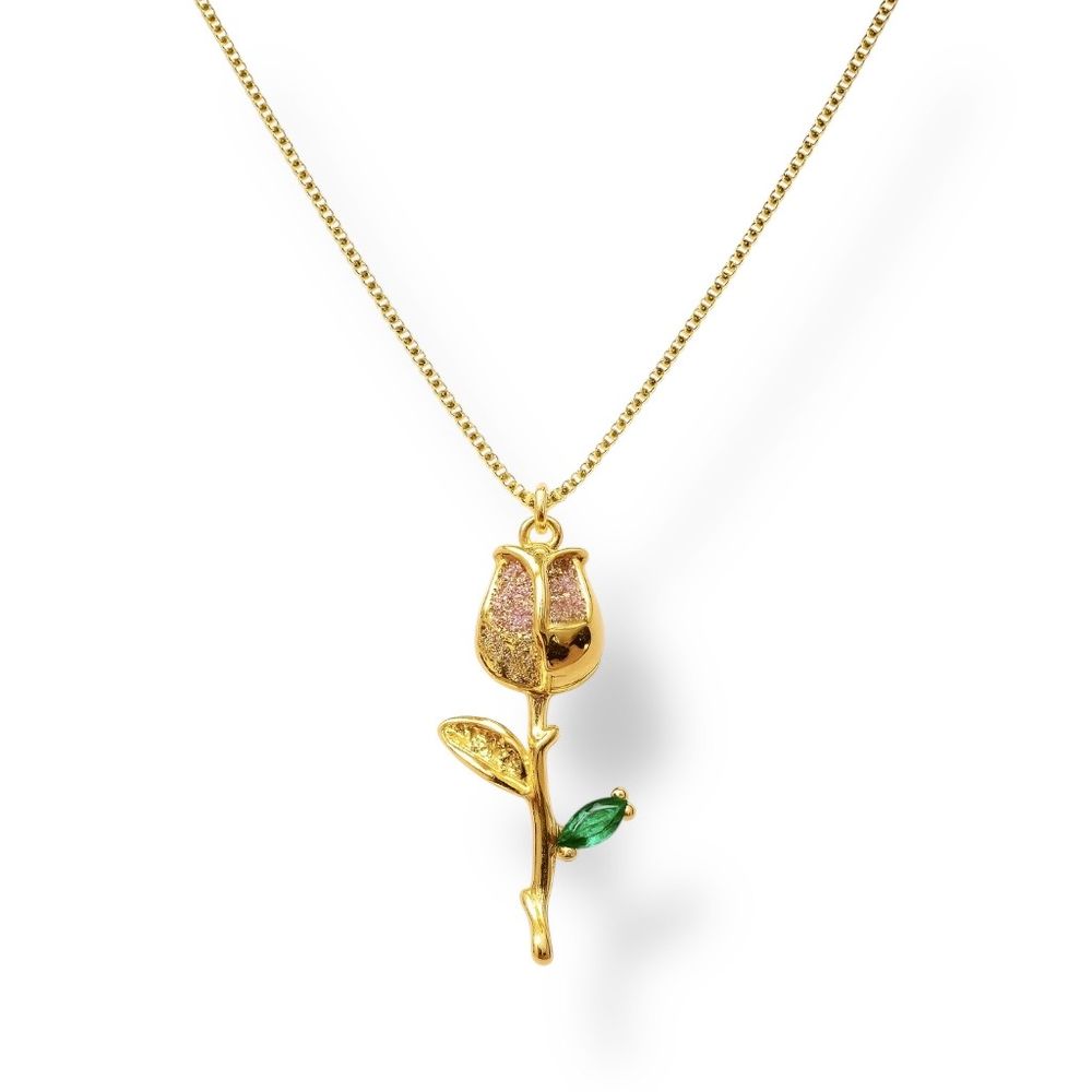 Colar Veneziana Rosa Talo Zircônia Banhado A Ouro ... - RC JOIAS BY RUDI