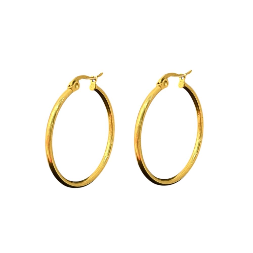 Brinco Argola Click Número 03 Aço Dourado - 00000... - RC JOIAS BY RUDI