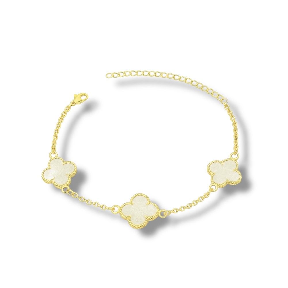 Pulseira Três Trevo Pérola Virgínia Banhado A Ouro... - RC JOIAS BY RUDI