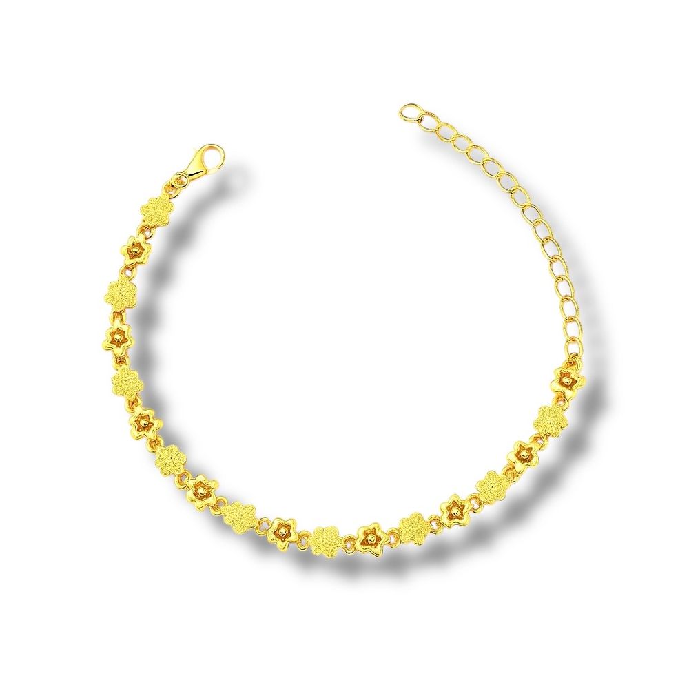 Pulseira Flor 2D Contínua Banhado a Ouro 18K - 000... - RC JOIAS BY RUDI