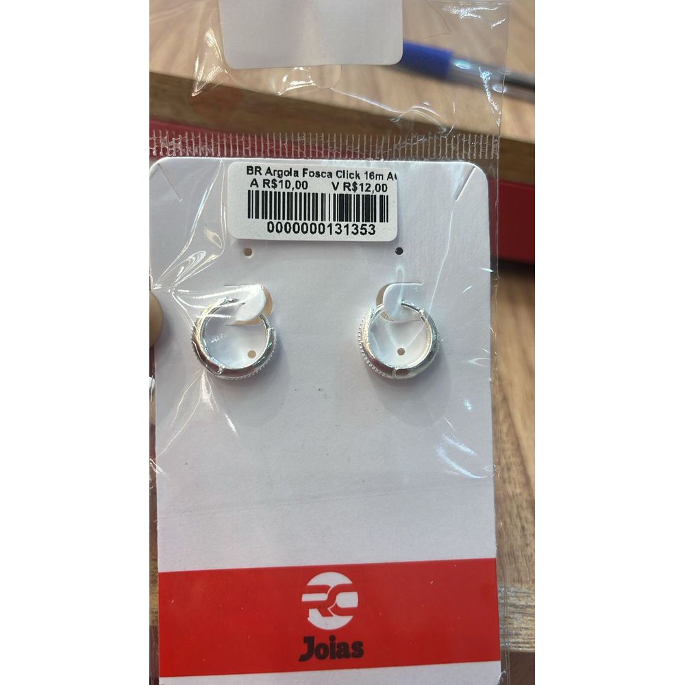 Brinco Argola Fosca Click 16m Banhado A Prata 925 ... - RC JOIAS BY RUDI