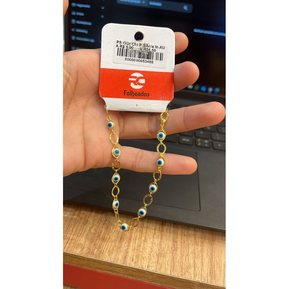 Pulseira Olho Grego Chinês Pequeno Branco Azul Cla... - RC JOIAS BY RUDI