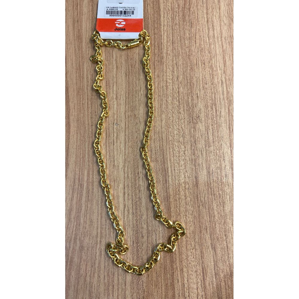 Corrente Cadeado Fecho Canhão Banhado A Ouro 18K -... - RC JOIAS BY RUDI