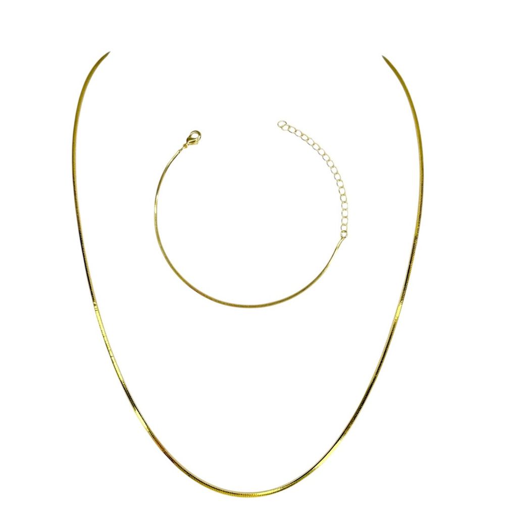 Conjunto Rabo Rato Quadrado Banhdo A Ouro 18K - 00... - RC JOIAS BY RUDI