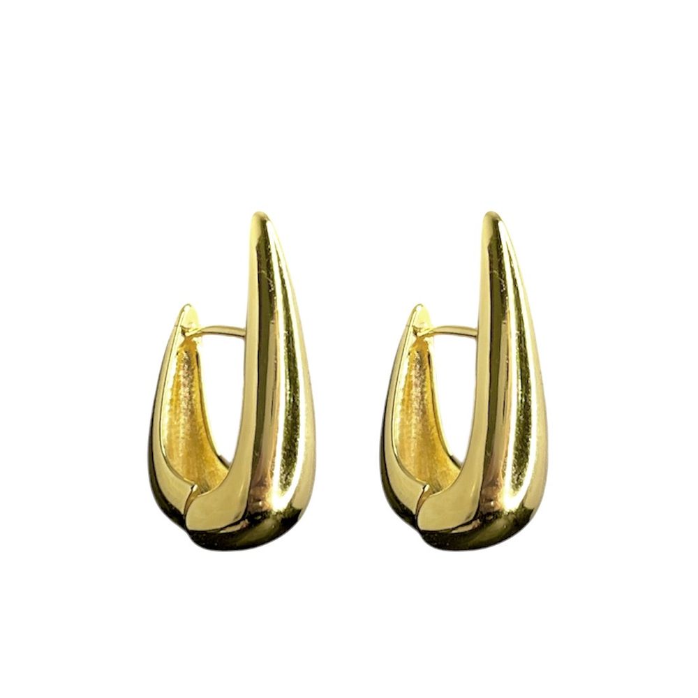 Brinco Gancho Liso Banhado A Ouro 18K - 0000000114... - RC JOIAS BY RUDI