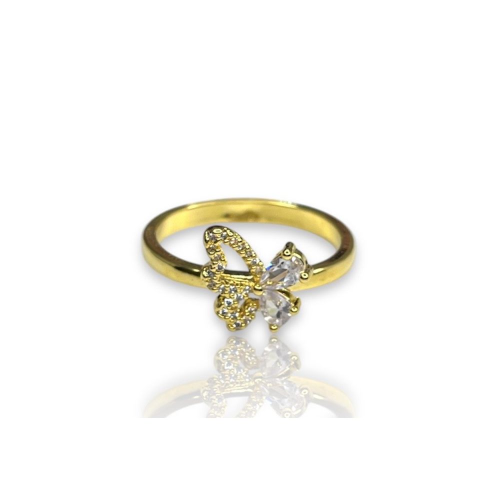 Anel Borboleta Vazado Zircônia Banhado A Ouro 18k ... - RC JOIAS BY RUDI