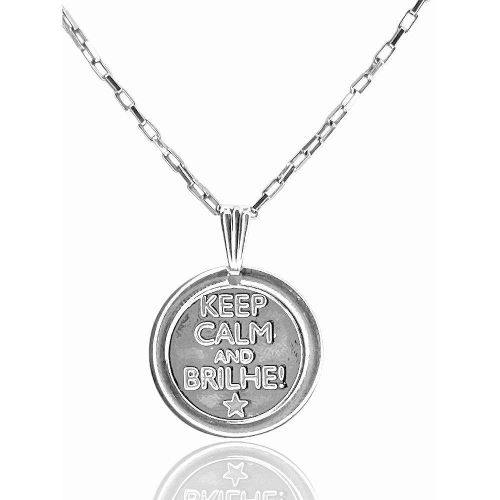 Pingente Medalha Keep Banhado A Prata 925 - 000000... - RC JOIAS BY RUDI