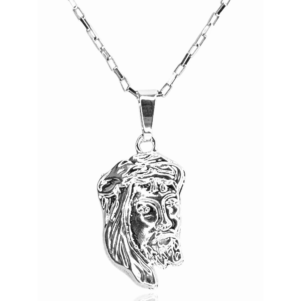 Pingente Zamac Face Cristo 18x29 Banhado A Prata 9... - RC JOIAS BY RUDI