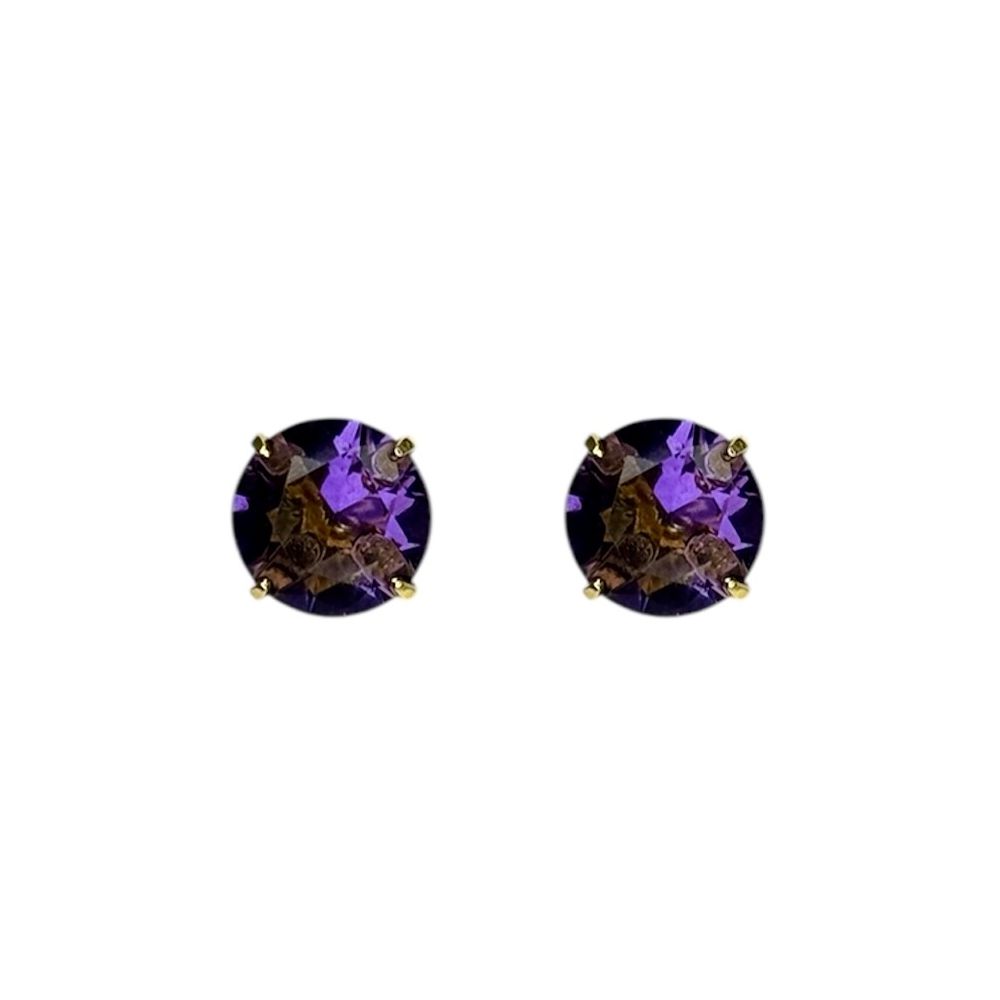 Brinco Diamante Roxo Banhado A Ouro 18K - 00000001... - RC JOIAS BY RUDI