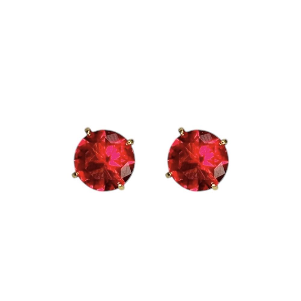 Brinco Diamante Rosa Escuro Banhado A Ouro 18K - 0... - RC JOIAS BY RUDI