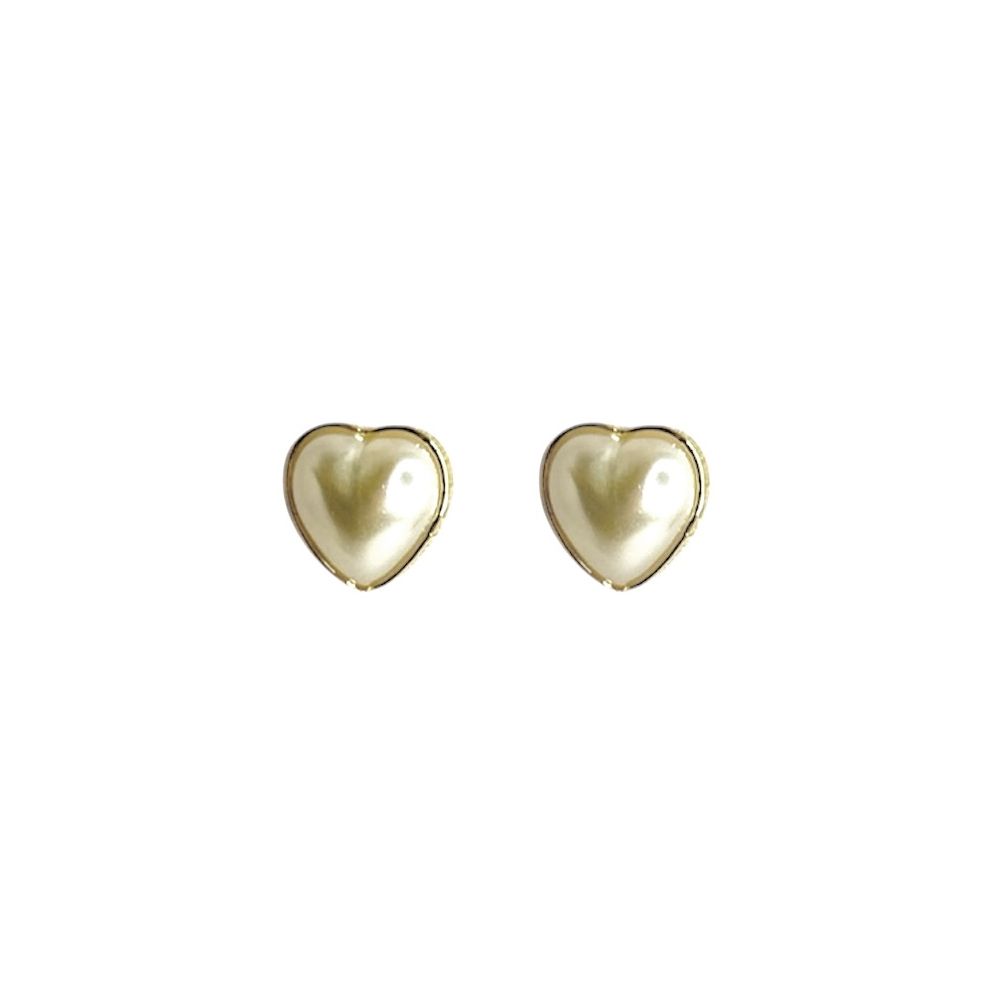 Brinco Pérola Coração Moldura Banhado A Ouro 18K -... - RC JOIAS BY RUDI