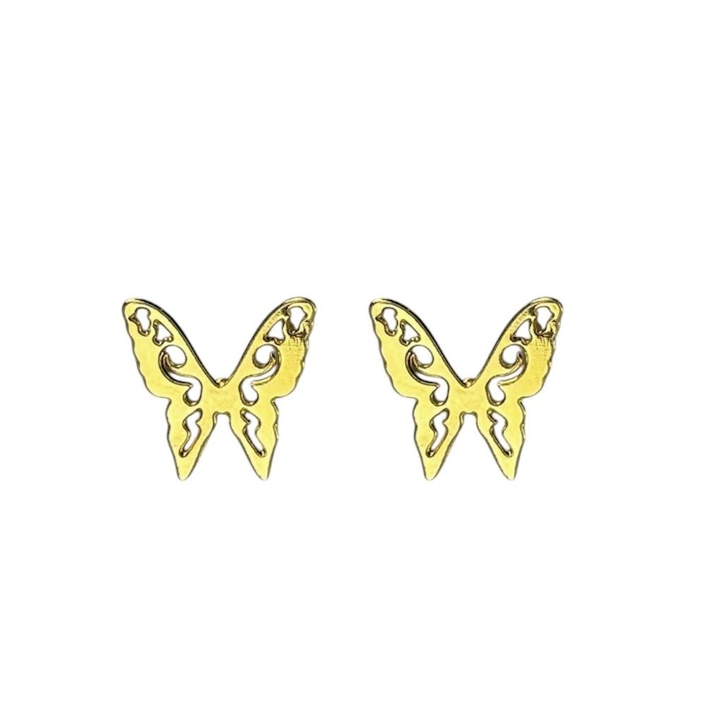 Brinco Borboleta Chapada Vazado Banhado A Ouro 18K... - RC JOIAS BY RUDI