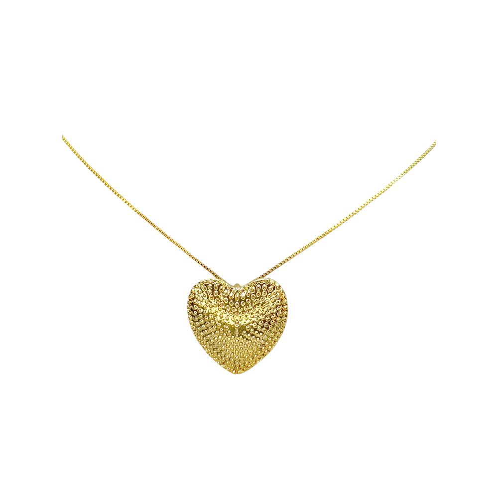 Colar Coração Pontilhado Banhado A Ouro 18K - 0000... - RC JOIAS BY RUDI
