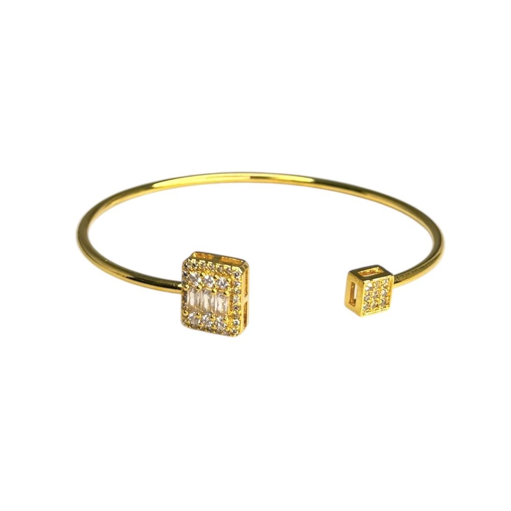Pulseira Bracelete Dois Quadrado Cravejado Banhdo ... - RC JOIAS BY RUDI