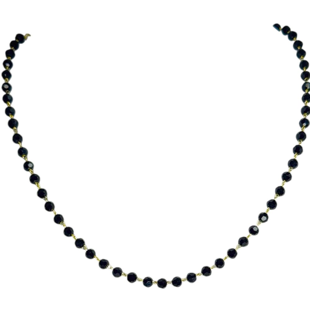 Colar Contas Preto Banhado A Ouro 18K - 0000000124... - RC JOIAS BY RUDI