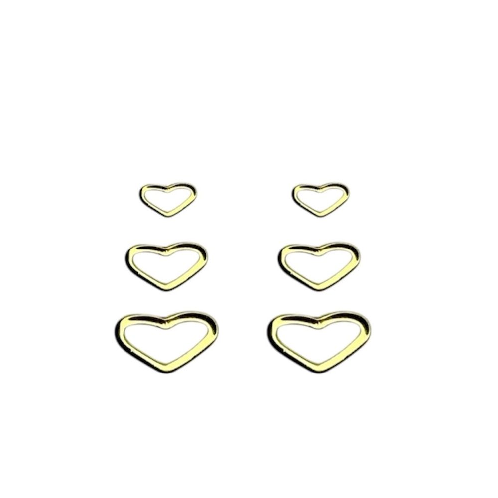 Brinco Trio Coração Vazado Banhado A Ouro 18K - 00... - RC JOIAS BY RUDI
