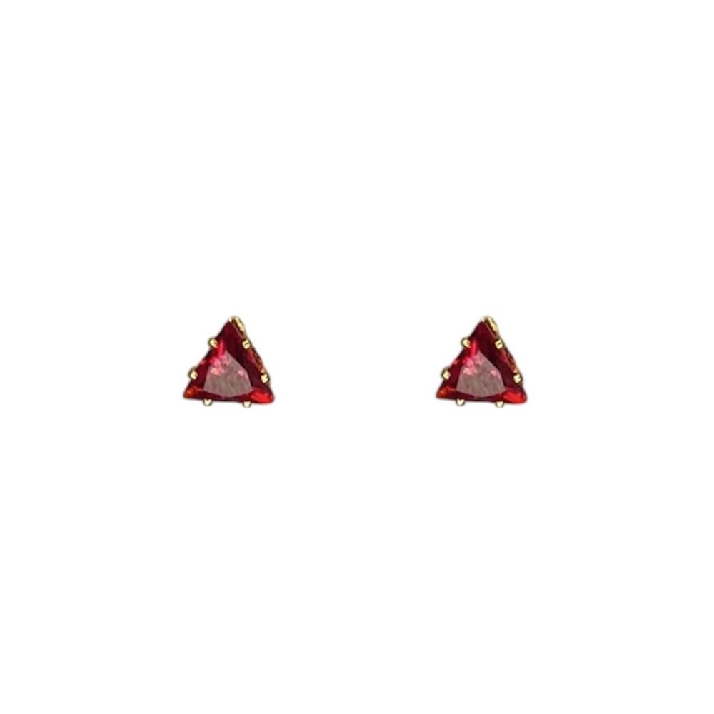 Brinco Triangulo Vermelho Zircônia Banhado A Ouro ... - RC JOIAS BY RUDI