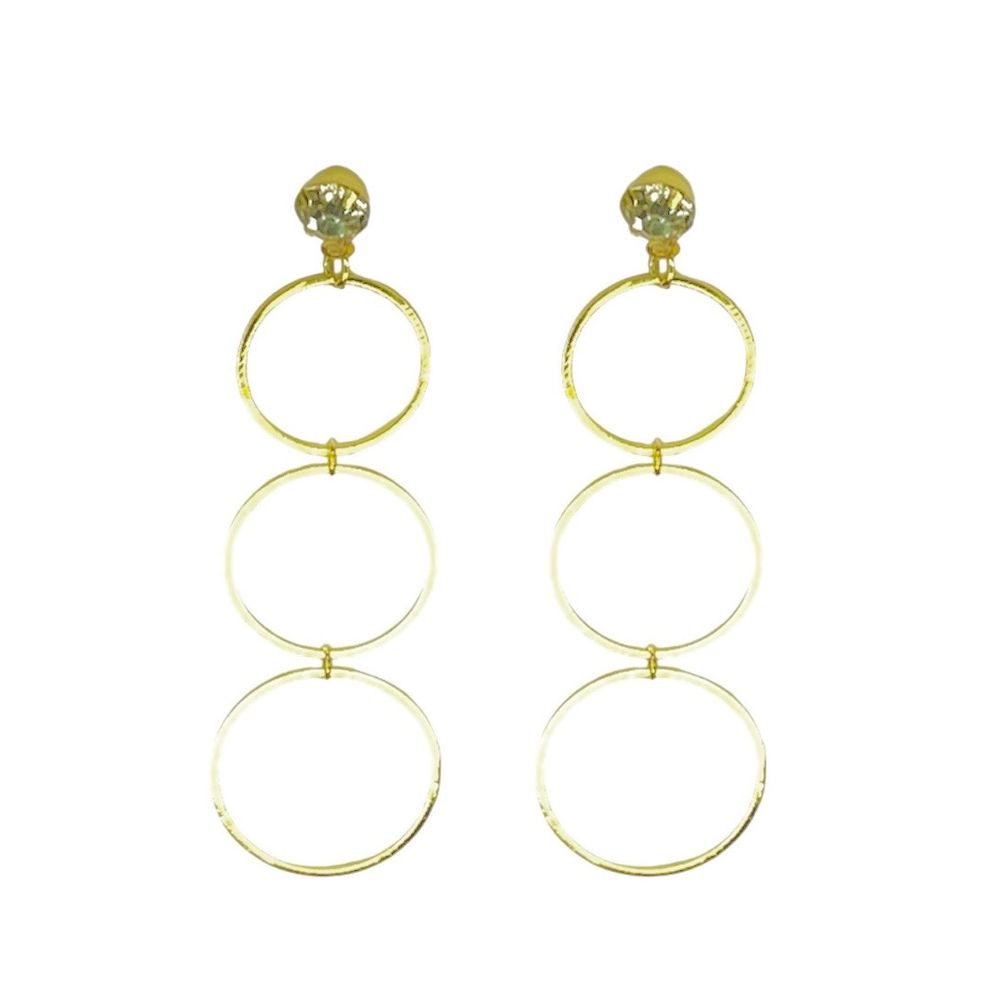 Brinco Três Arcos Strass Banhado A Ouro 18K - 0000... - RC JOIAS BY RUDI