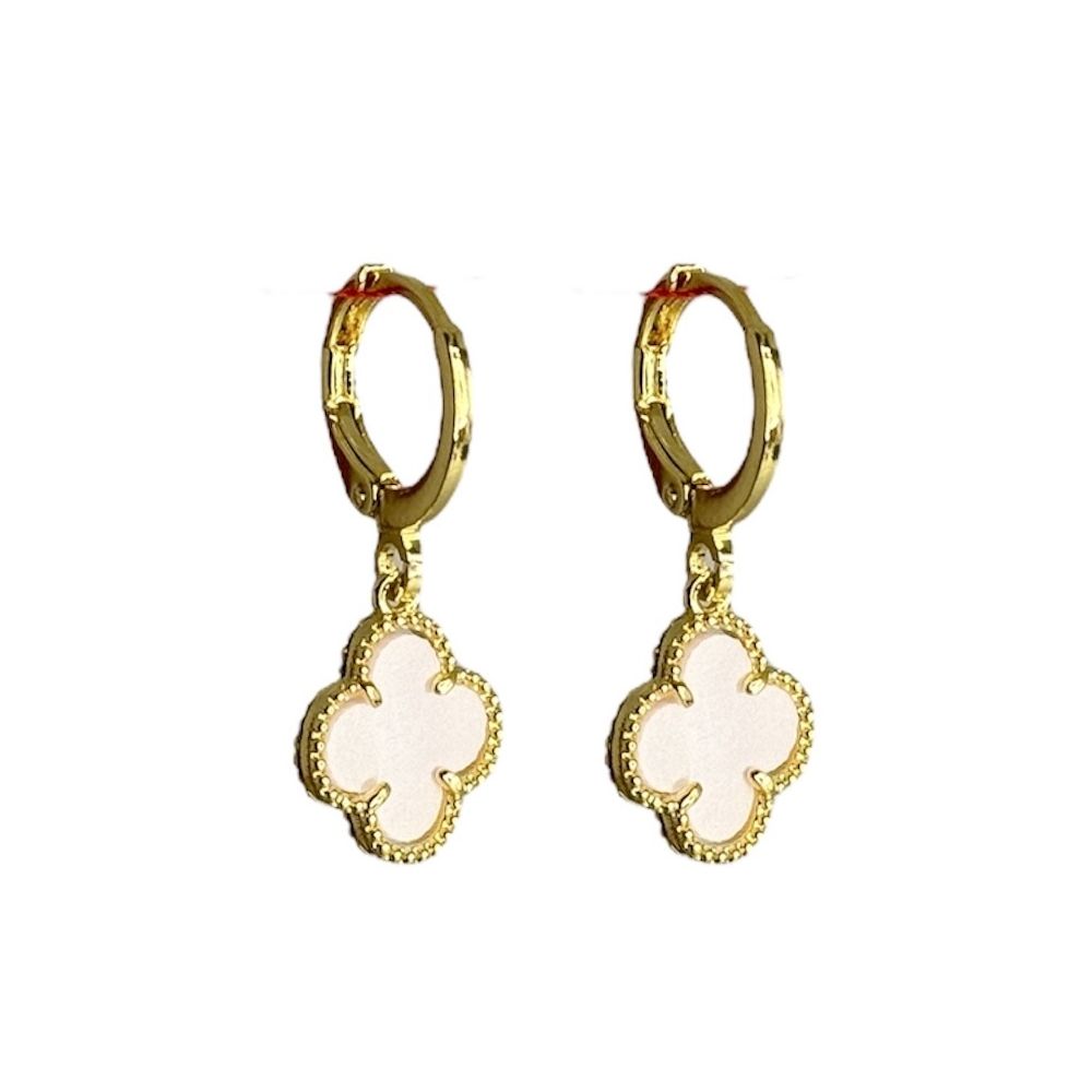 Brinco Trevo Rosa Tranqueta Banhado A Ouro 18K - 0... - RC JOIAS BY RUDI