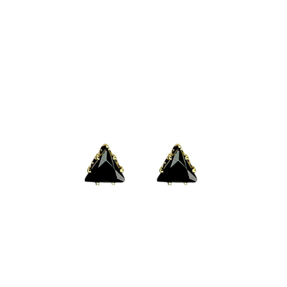 Brinco Triângulo Preto Zircônia Banhado A Ouro 18K... - RC JOIAS BY RUDI
